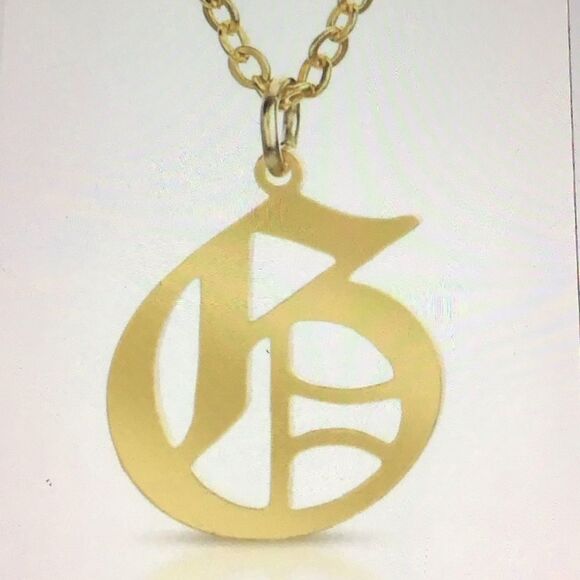 farrah b. GOTHIC MI VIDA OLD ENGLISH “G” INITIAL NECKLACE - 16K Gold Plated - Picture 1 of 5
